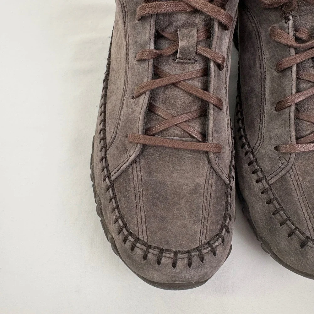 Skechers Bikers Totem Brown Leather Faux Fur Lined Ankle Boots Womens 8.5